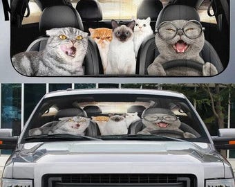 Cute Cats Car Sunshade, Funny Cat Car Sun Shade Windshield