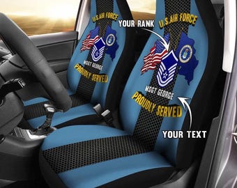 U.S Air Force Ranks - Personalized Car Seat Covers, Print Front And Back Car Floor Mats, Front Car Mat - with Foam Option