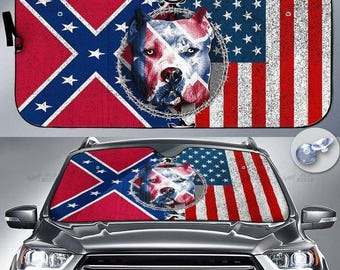 American Bulldog, Norway America Flag, Dog Auto Sun Shade