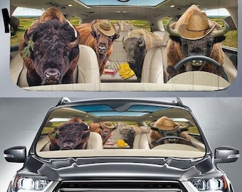 Bison Lovers, Country Road, Car Auto Sunshade, Windshield Sun Shade