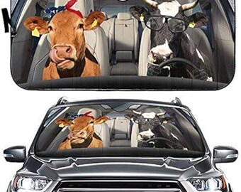Funny Cow Driver Auto Windshield Sunshade Blocks Farm Pet Auto Universal Sunshield for Windshield