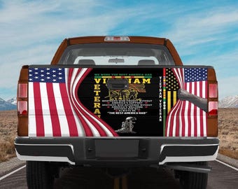 Military Car Wrap, Vietnam Veteran Truck Tailgate Decals American Flag Tailgate Wrap Tailgate Vinyl Graphic Wrap - Auto Car Sunshade