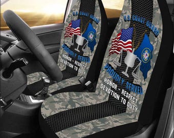 Logotipo del USCG Investigator IV Orgullosamente servido - Fundas para asientos de coche (juego de 2) - Accesorios Alfombrillas para coche, Alfombrilla delantera para coche