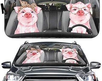 Couple Pig Driver Car Sun Shade Windshield,Farm Animal Auto Front Window Sunshiled Blocks