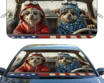 Funny Dog Car Windshield Sun Shade - Cute Dog Driving Heatshield Blocks