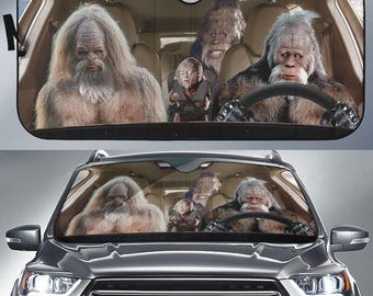 Calcomanías de la familia Bigfoot Sasquatch para la puerta trasera del auto, parasol para auto