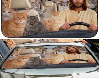 Parasol para coche con diseño de Jesús y los gatos