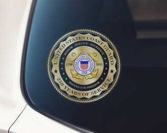 Pegatinas de vinilo conmemorativas de 250 años de servicio de la Guardia Costera de EE. UU. para coche, camión, pared, portátil - Pegatina personalizada