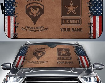 Parasol militar del Ejército de EE. UU., regalos para veteranos, parasol personalizado para veteranos, calcomanías para la puerta trasera, parasol para automóvil