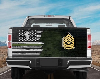 Military Car Wrap, America Veteran Tailgate Wrap Black White America Flag Tailgate Wrap Veteran Cover Car Decoration - Auto Car Sunshade