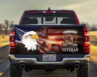Military Car Wrap, American Eagle Veteran Truck Tailgate Decal Wrap Veteran's Day Decor Freedom Day Gift Idea - Auto Car Sunshade