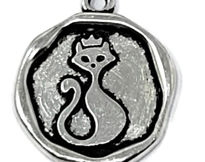 Cat Charm - royal kitty pendant - princess cat with a crown wax seal - cat lover charms - queen cat