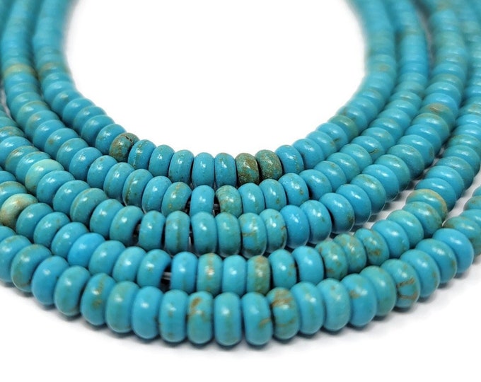 Blue Turquoise Rondelle or Abacus Bead - 4.5mm by 2mm - around 160 beads - Whole Strand - sky blue synthetic turquoise saucer spacer