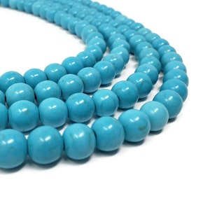 Sky Blue Howlite 10mm Round Bead - 42 beads - whole strand - cyan aqua synthetic turquoise