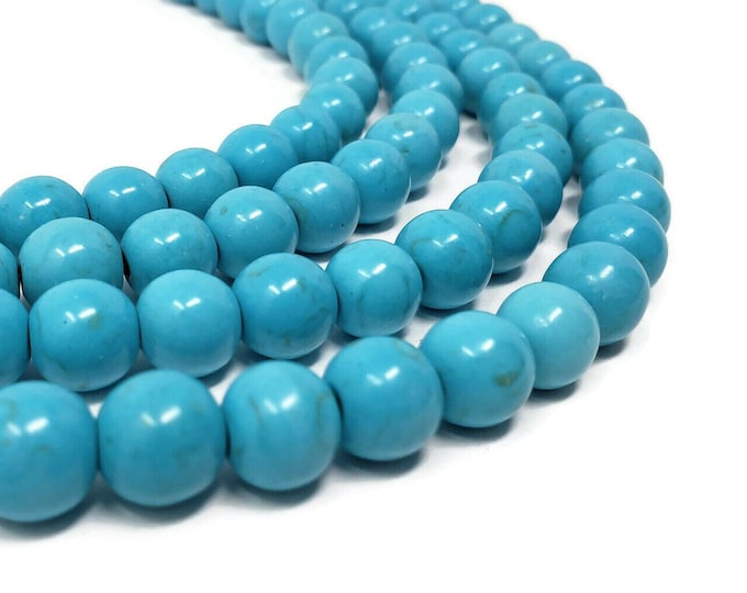 Sky Blue Howlite 10mm Round Bead - 42 beads - Full Strand - cyan aqua - synthetic turquoise