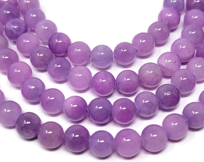 Purple Lilac Mountain Jade 6mm Round Bead - Whole Strand - 64 beads - violet stone - lavender marble