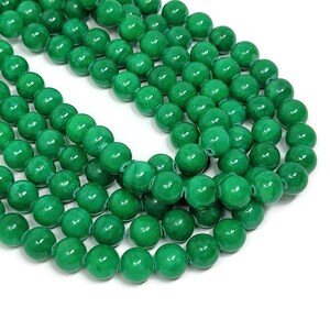Grass Green Mountain Jade 10.5mm Round Bead - 39 beads - Whole Strand - Mashan jade - green candy jade - green dyed marble