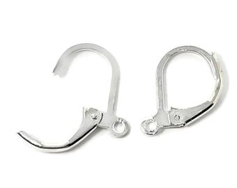 Silver Plated Lever Back Ear Wires – 15mm Earring Findings