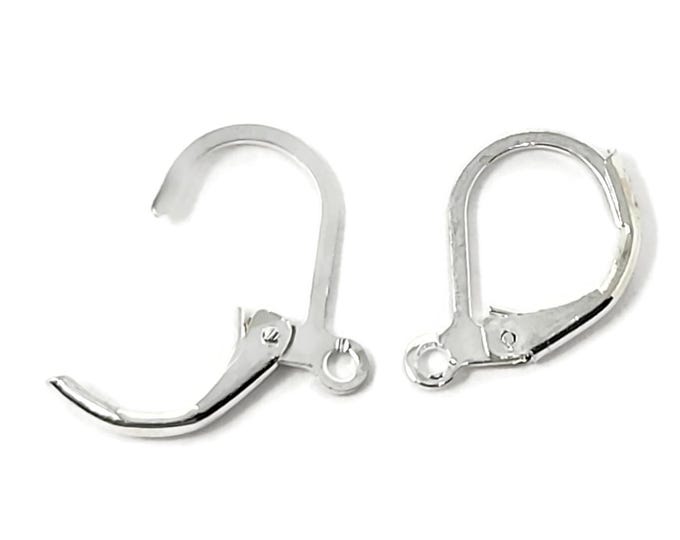Silver Plated Lever Back Ear Wires – 15mm Earring Findings