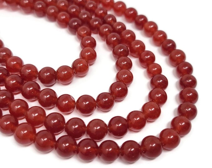 Red Malaysia Jade 8mm Round Bead - 46 beads - Full Strand - red quartz - Malay jade - red translucent stone