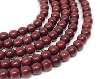 Mahogany Brown 6mm Round Bead - whole strand - 72 beads - red brown synthetic turquoise