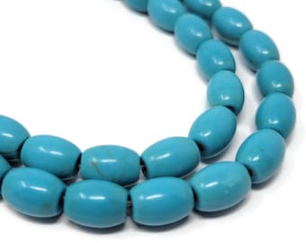 Sky Blue Turquoise Barrel Bead - 10mm by 8mm - Whole Strand - 39 beads - blue synthetic turquoise