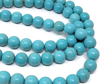 Blue Turquoise 12mm Round Bead - 33 beads - Whole Strand - sky blue synthetic turquoise