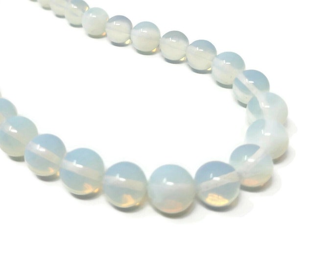 Opalite 12mm Round Bead - Whole Strand - 32 beads - Opal Glass - Moonstone Glass - Sea Opal - iridescent - glowing