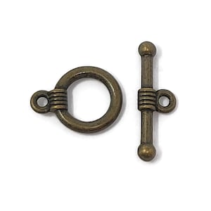 Antique Bronze Toggle Clasp Set - Bulk Tibetan Style Ring & T-Bar - Bracelet or Necklace Clasps