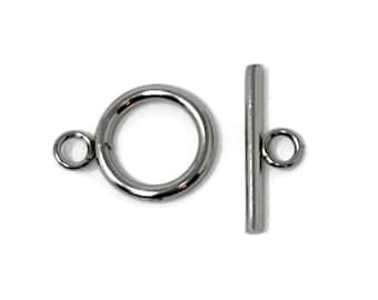 Stainless Steel Toggle Clasp Set: Silver Bracelet Necklace Ring & T-Bar - DIY Jewelry Finding