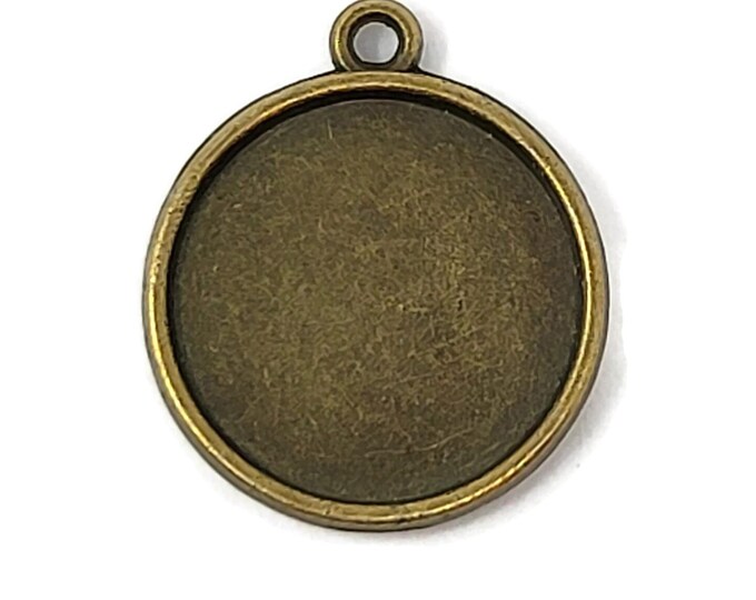 Antique Bronze Two-Sided Bezel Cup with 18mm Tray - blank cabochon setting for photo jewelry