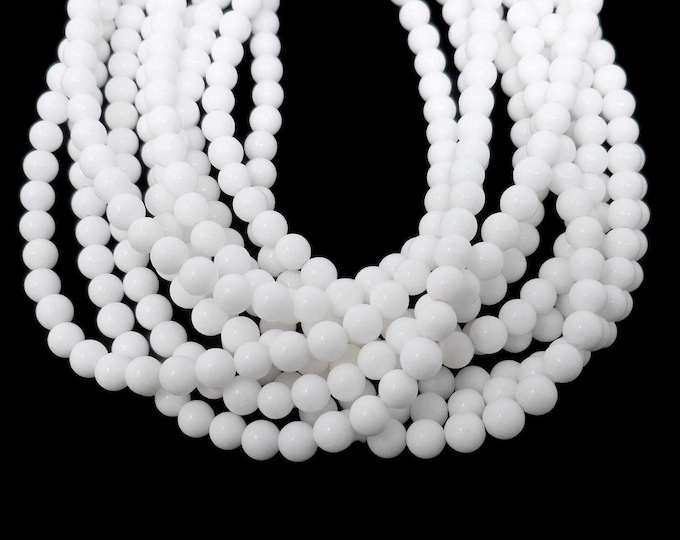 White Mountain Jade 6mm Round Bead - 58 Beads - Whole Strand - white marble - mashan jade - opaque optic white milk milky snow stone