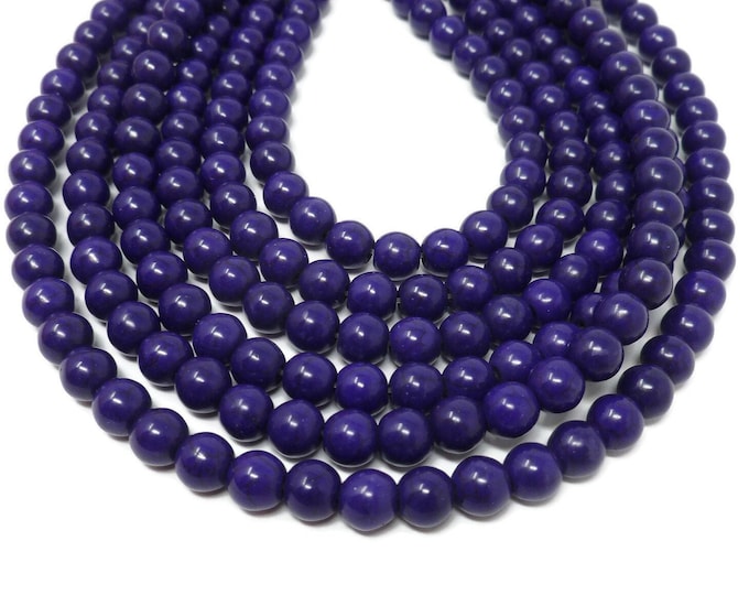 Purple 8mm Round Bead - 53 beads - Whole Strand - Grape Synthetic Turquoise - Violet - Eggplant