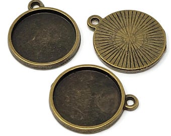 Antique Bronze Bezel with 16mm tray - starburst back cabochon setting for 16mm cabochons - 100 50 25 10 pcs - bezel cup