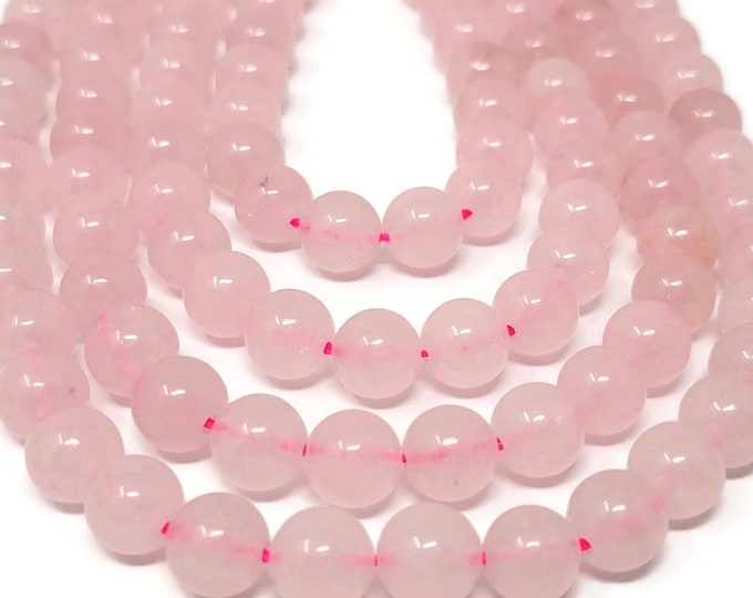 Rose Pink Jade 8mm Round Bead - 46 beads - Whole Strand - Pale Pink - Soft Pink - Imitation Rose Quartz - transparent stone