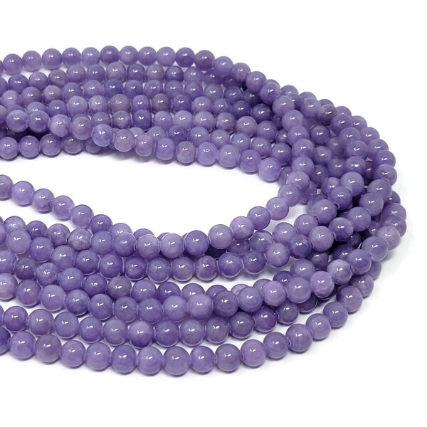 Purple Lilac Mountain Jade 6mm Round Bead - Whole Strand - 66 beads - violet stone - lavender marble