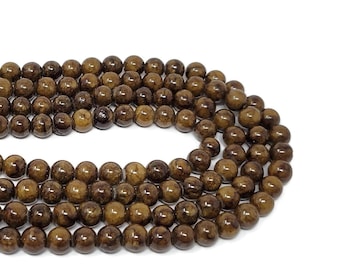 Bronze Brown Mountain Jade 6mm Round Bead - 66 beads - Whole Stand - imitation tiger's eye dyed marble - Root Beer Mashan Jade