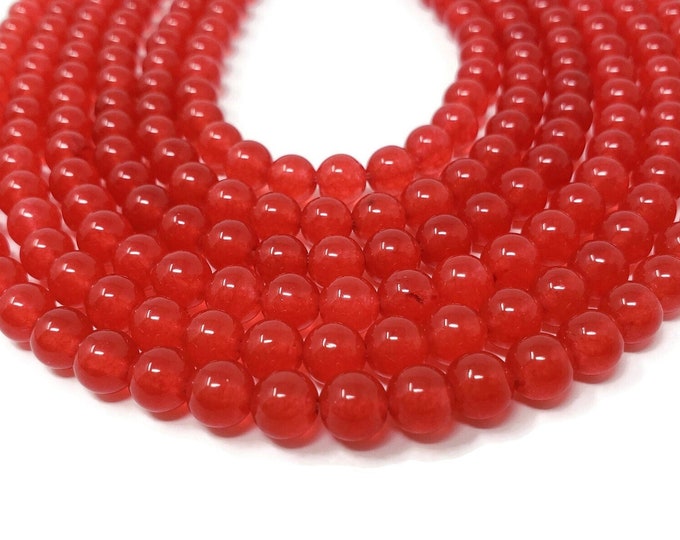 Red Malaysia Jade 6mm Round Bead - 61 beads - Whole Strand - red quartz - Malay jade - cherry ruby translucent stone