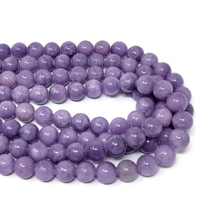 Purple Lilac Mountain Jade 10mm Round Bead - Whole Strand - 39 beads - violet stone - lavender marble - shades of purple