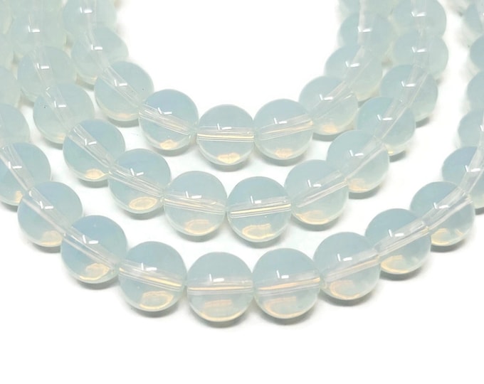 Opalite 10mm Round Bead - 40 beads - Whole Strand - Opal Glass - Moonstone Glass - iridescent