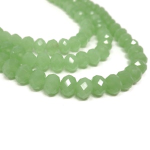 Lime Green Faceted Glass Rondelle Bead - 8mm by 6mm - over 70 Beads - whole strand cut glass abacus beads