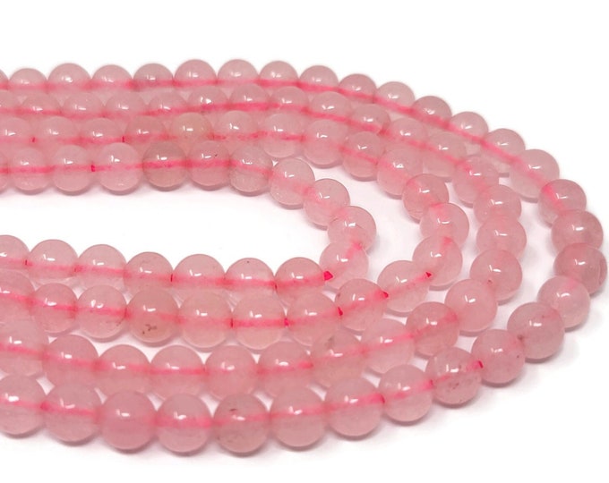 Pale Rose Pink Jade 6mm Round Bead - 62 beads - Soft Pink Stone Bead - Imitation Rose Quartz - transparent stone - whole strand