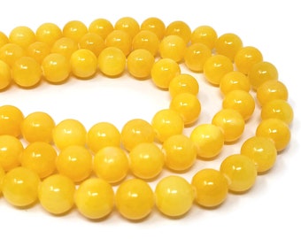 Yellow Mountain Jade 12mm Round Bead - 33 beads - whole strand - Mashan jade - marble