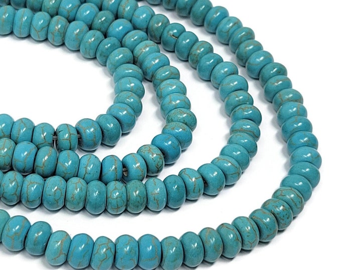 Blue Rondelle Bead - 8mm by 5mm - 75 beads - Whole Strand - Sky Blue abacus - saucer - spacer - synthetic turquoise - 2mm hole