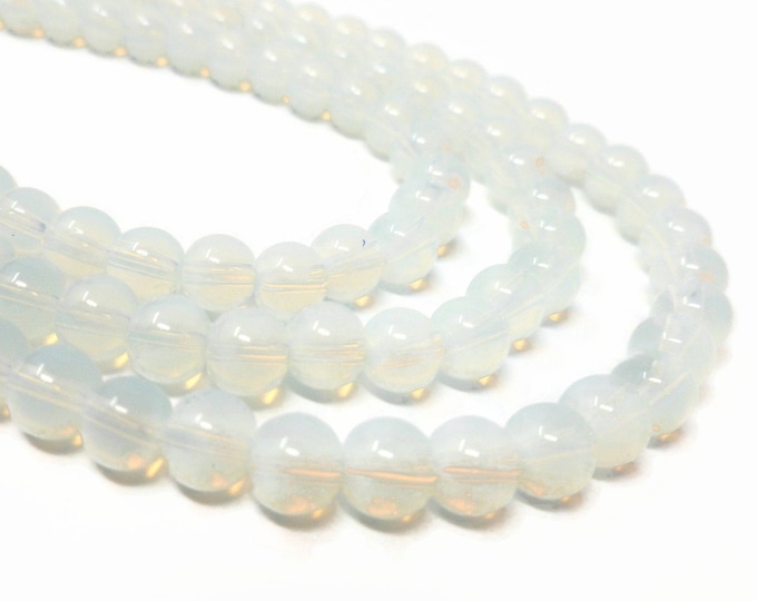 Opalite 6mm Round Bead - 55 beads - 12 inch strand - Opal Glass - Moonstone Glass - Sea Opal - iridescent