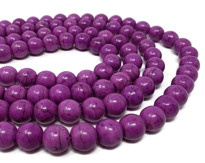 Purple Howlite 10mm Round Bead - 42 beads - Lavender Synthetic Turquoise - whole strand