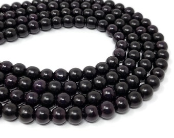 Black Round 8mm Bead - Whole Strand - 51 beads - Black Synthetic Turquoise