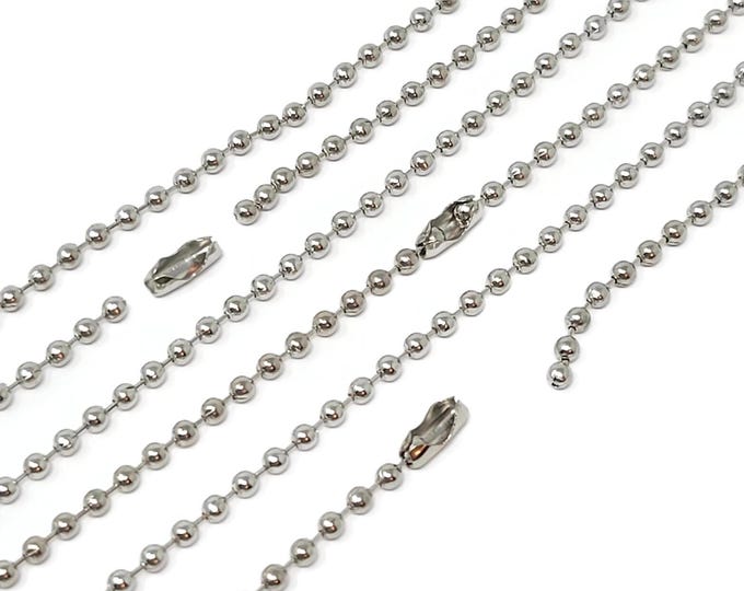 Silver Ball Chain Necklaces - 24 inch - 2.4mm Diameter - bulk lot