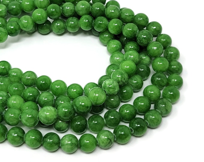 Lime Green Mountain Jade 8mm Round Beads - 50 beads - Whole Strand - avocado Mashan jade - green apple pea - opaque marble - candy jade