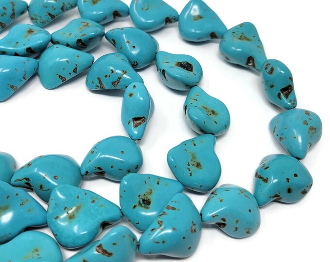 Large Blue Turquoise Nugget Bead - 18 beads - Whole Strand - chunky freeform synthetic turquoise